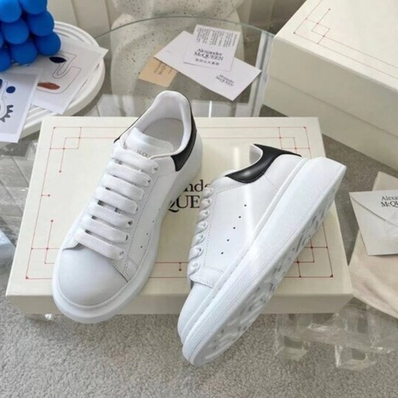 Alexander McQueen Shoes - Alexander McQueen White Leather Sporty-Chic Trainers